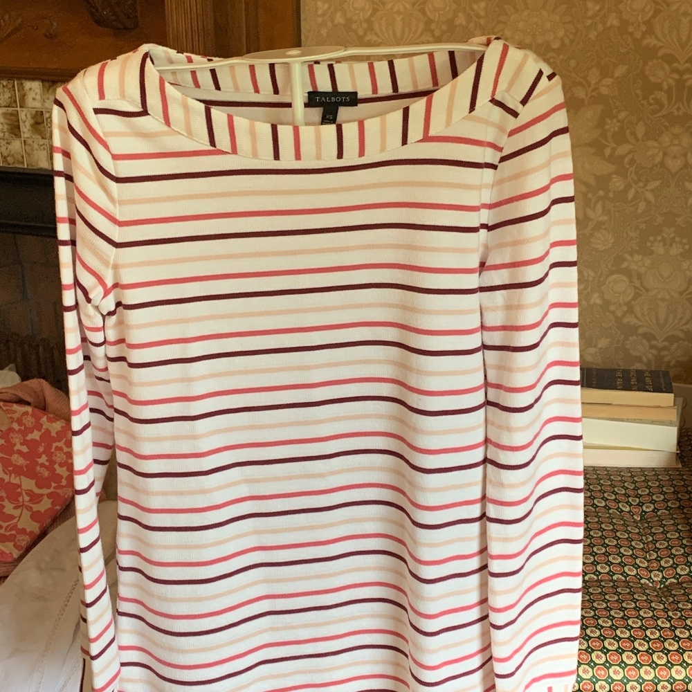 Talbots striped‎ cuffed top. Worn once. 89 retail